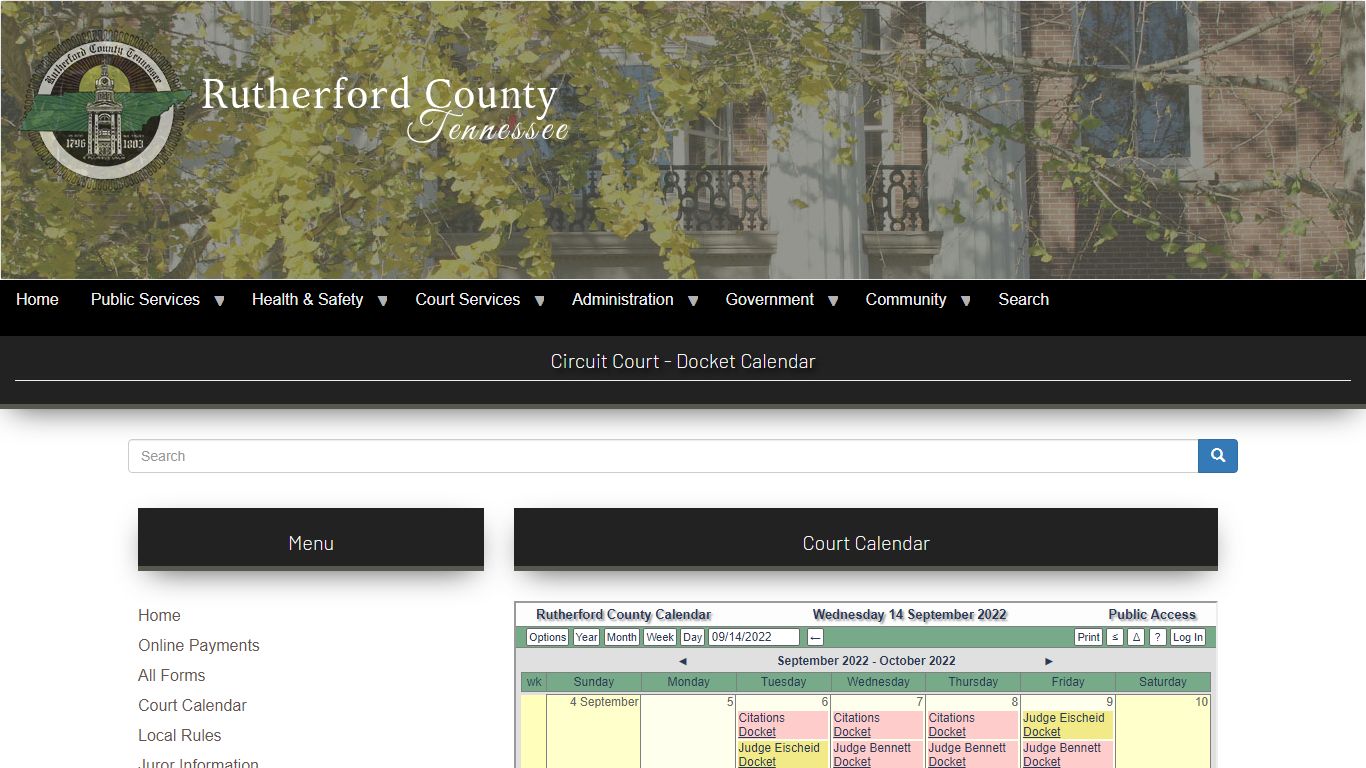 Circuit Court - Docket Calendar - Rutherford County, TN