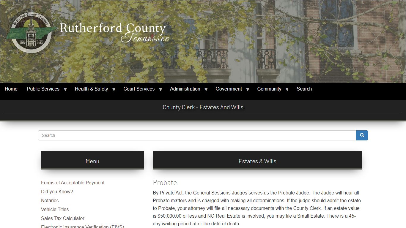 County Clerk - Estates and Wills | Rutherford County TN